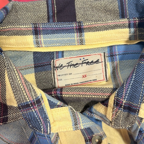 Free People Layla Plaid Shirt We The Free Yellow Combo - Picture 7 of 7